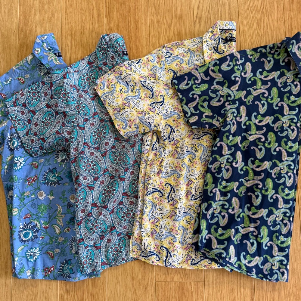 4 Cremieux‎ Button Down Shirt Men L Multicolor Paisley Floral Cotton Retro